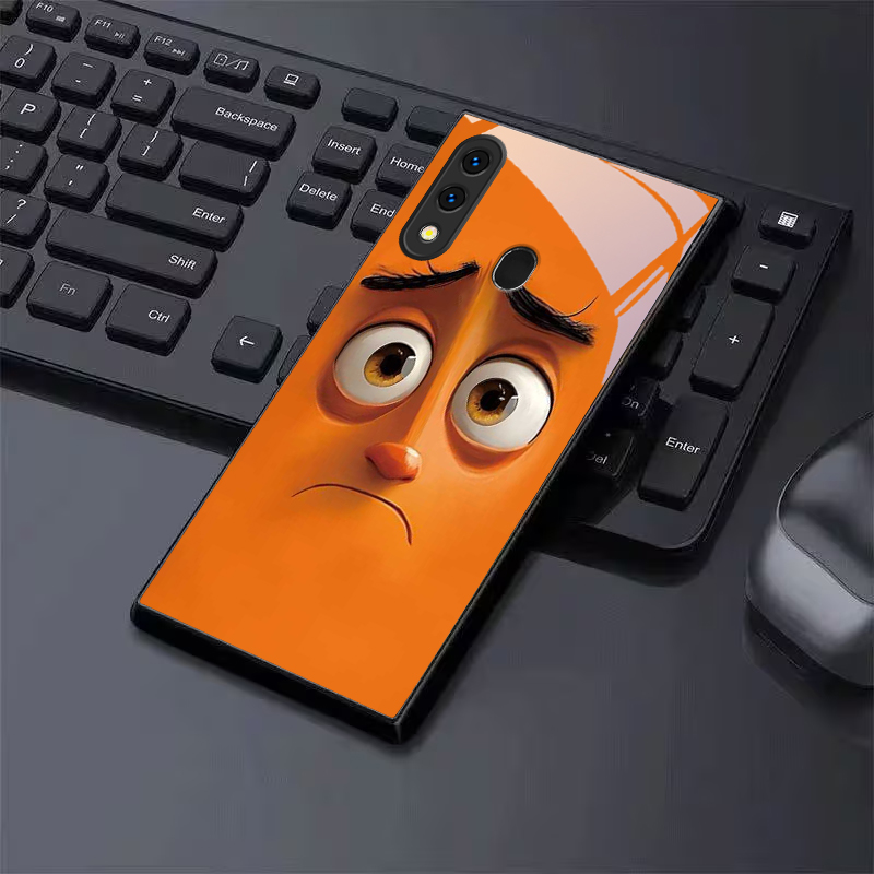 Phone Cases Orange - Cover Posteriore in Vetro Nero Pouty
